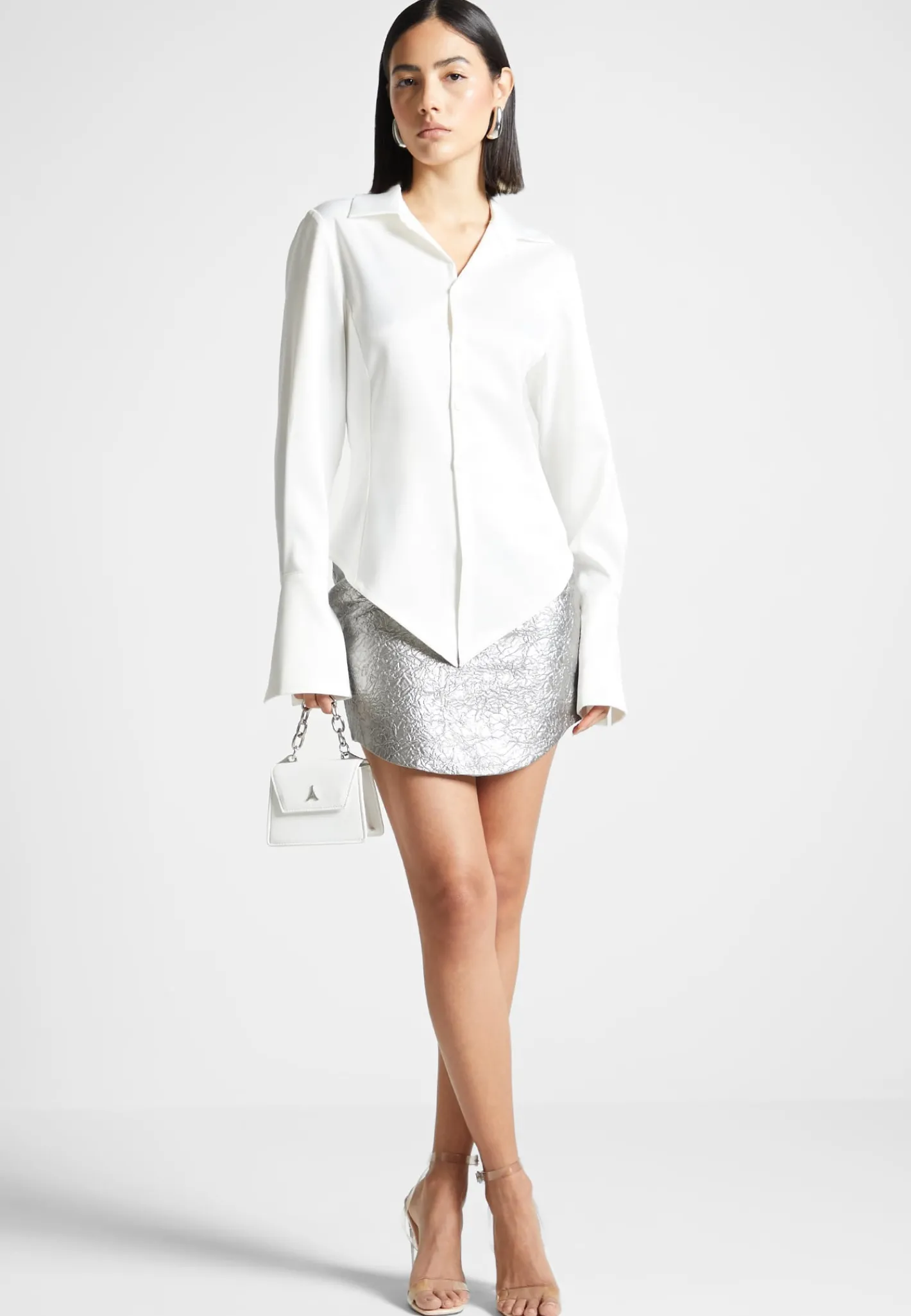 Angled Satin Shirt -^Manière De Voir Fashion