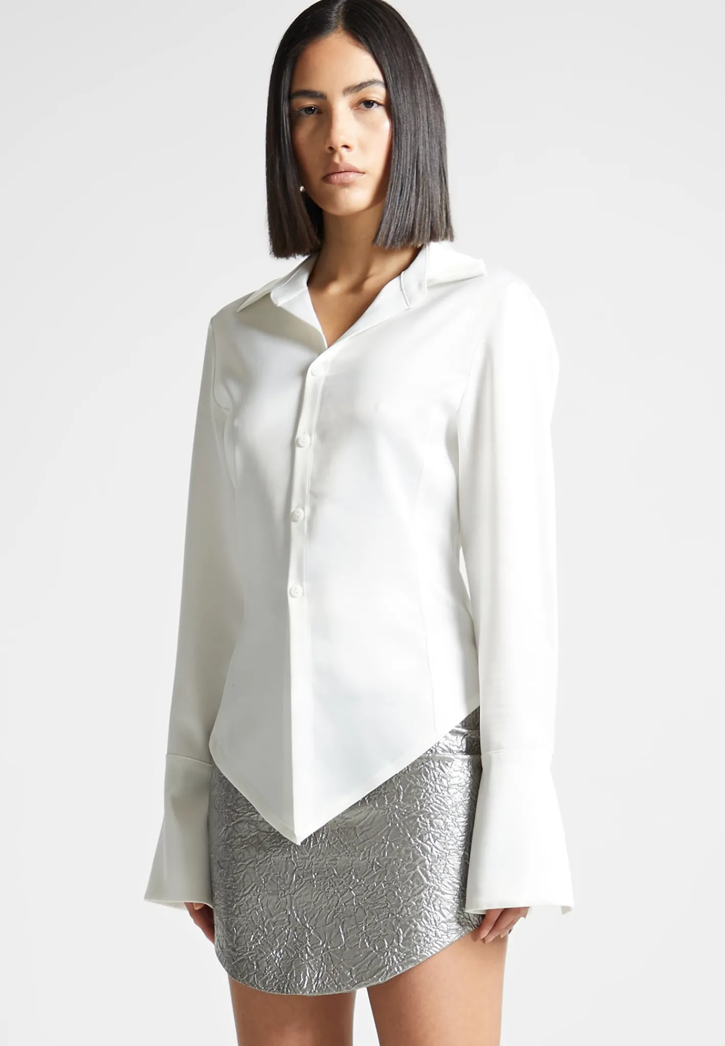 Angled Satin Shirt -^Manière De Voir Fashion