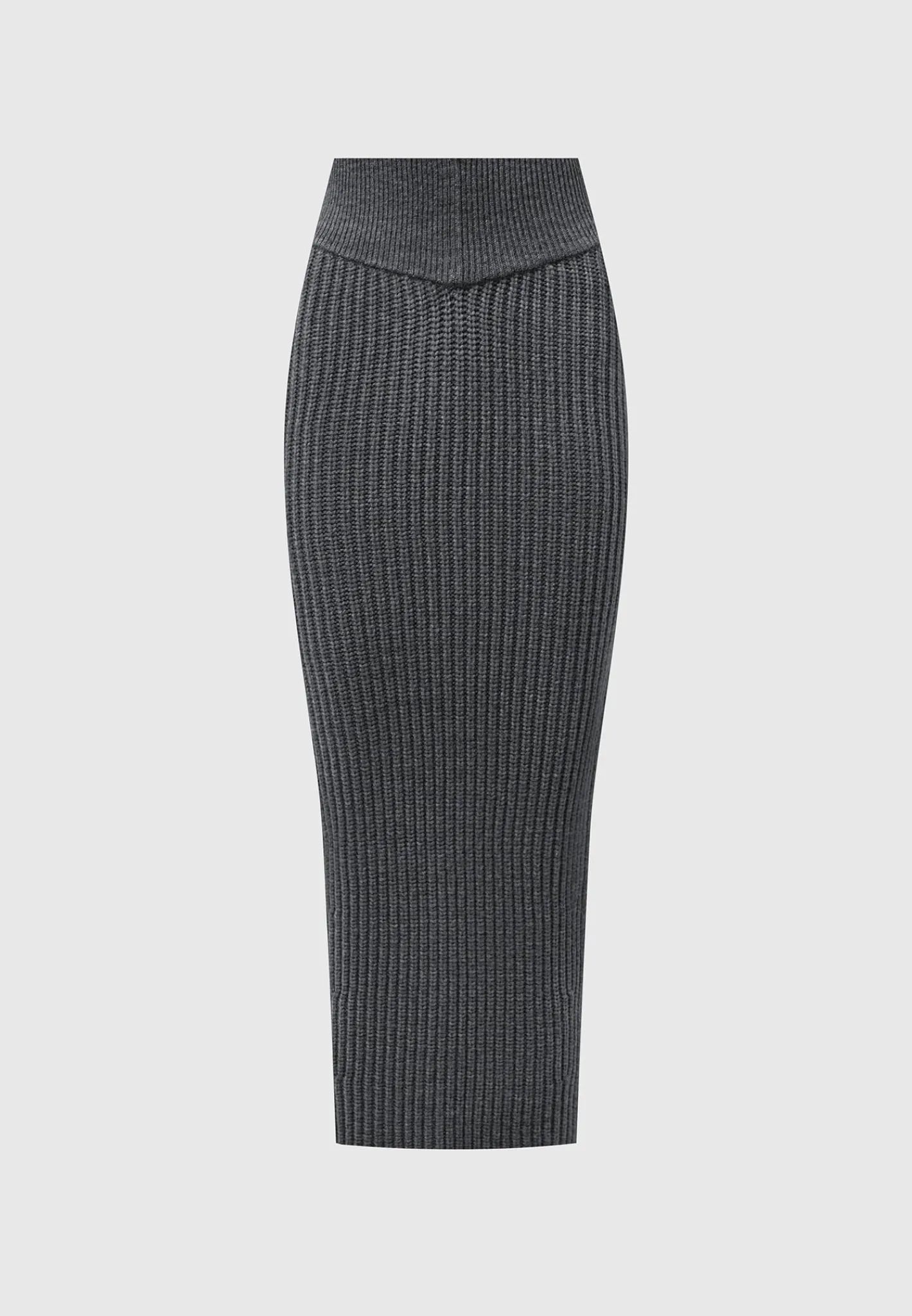 Angled Waist Knit Maxi Skirt - Grey Marl^Manière De Voir Fashion