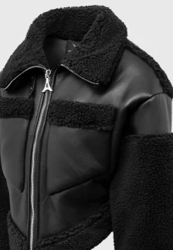 Angular Hem Vegan Leather Borg Biker Jacket -^Manière De Voir New