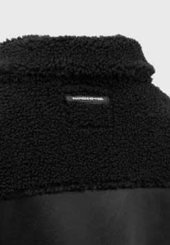 Angular Hem Vegan Leather Borg Biker Jacket -^Manière De Voir New