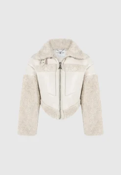 Angular Hem Vegan Leather Borg Biker Jacket -^Manière De Voir Best