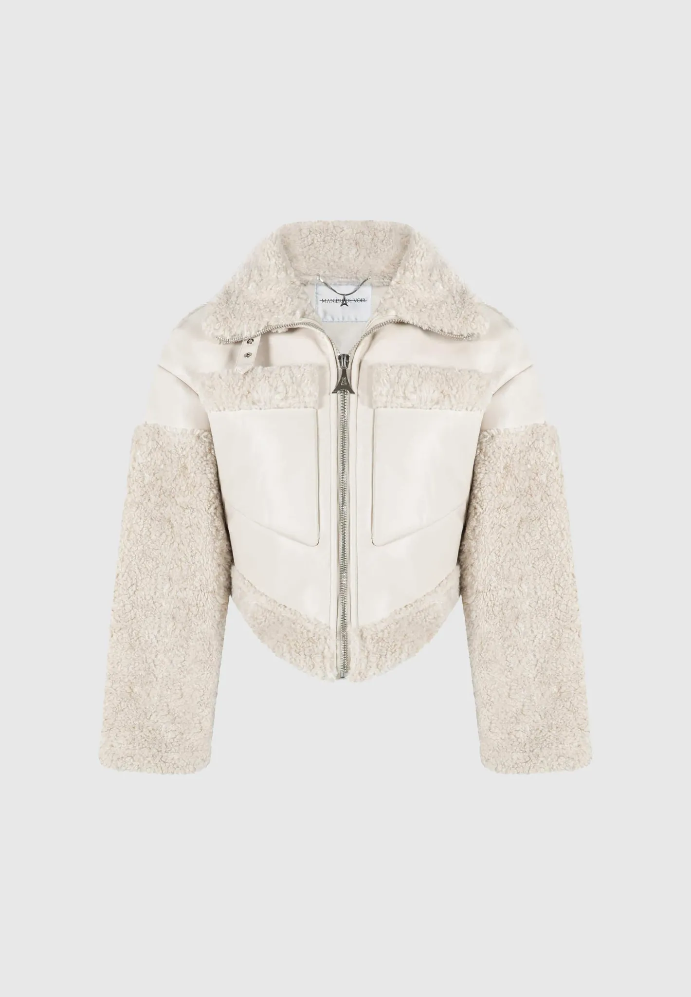 Angular Hem Vegan Leather Borg Biker Jacket -^Manière De Voir Best