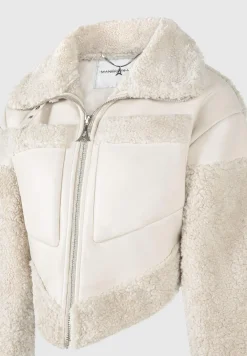 Angular Hem Vegan Leather Borg Biker Jacket -^Manière De Voir Best
