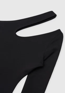 Asymmetric Bodysuit with Vegan Leather Sleeve -^Manière De Voir Outlet