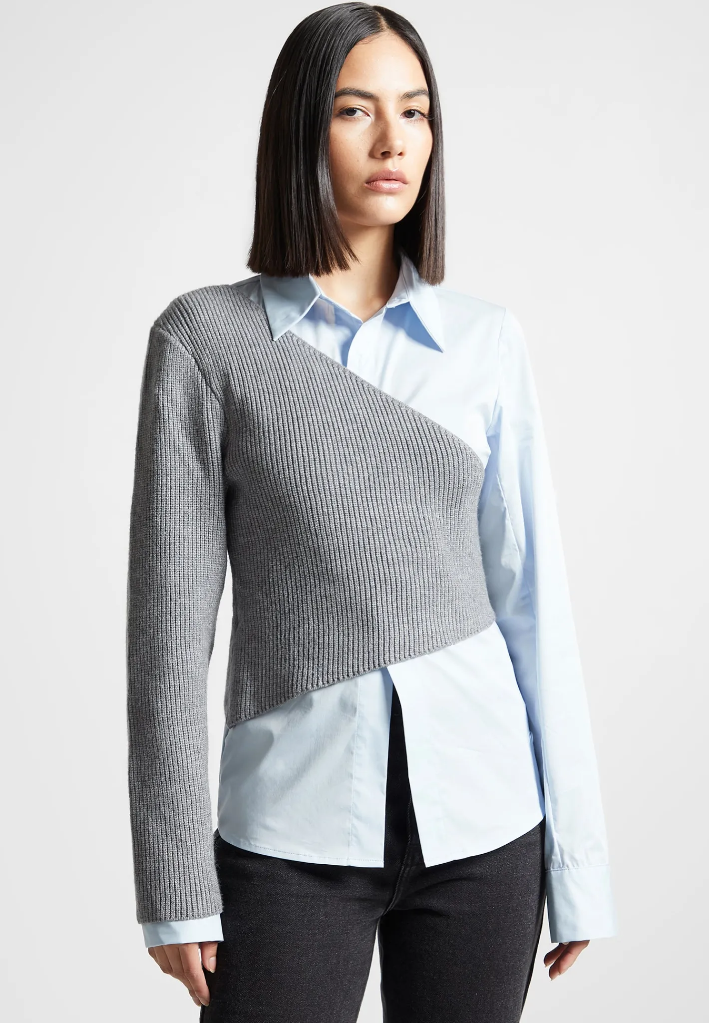 Asymmetric Knitted Overlay Shirt -^Manière De Voir Online