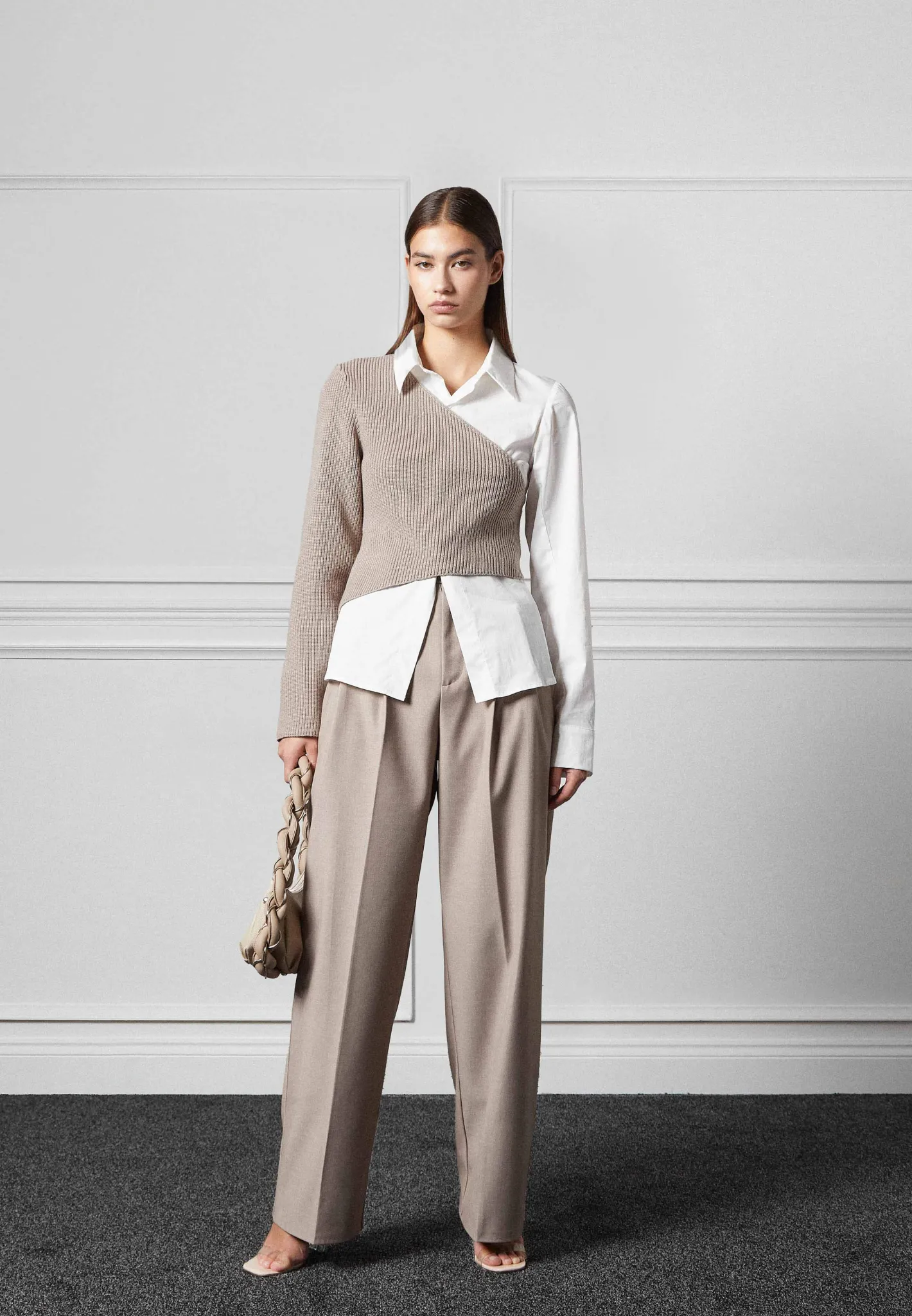 Asymmetric Knitted Overlay Shirt -^Manière De Voir Sale