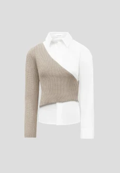 Asymmetric Knitted Overlay Shirt -^Manière De Voir Sale