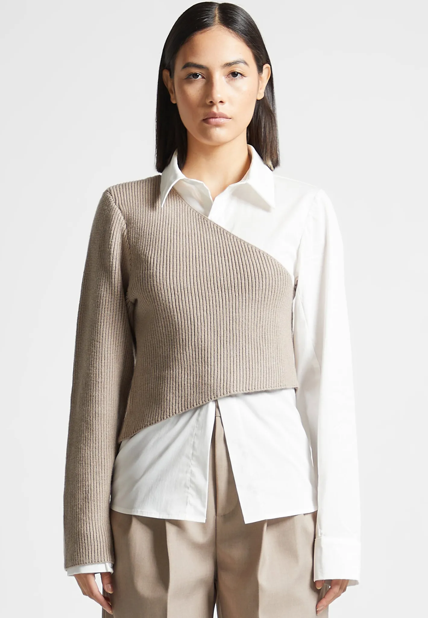 Asymmetric Knitted Overlay Shirt -^Manière De Voir Sale