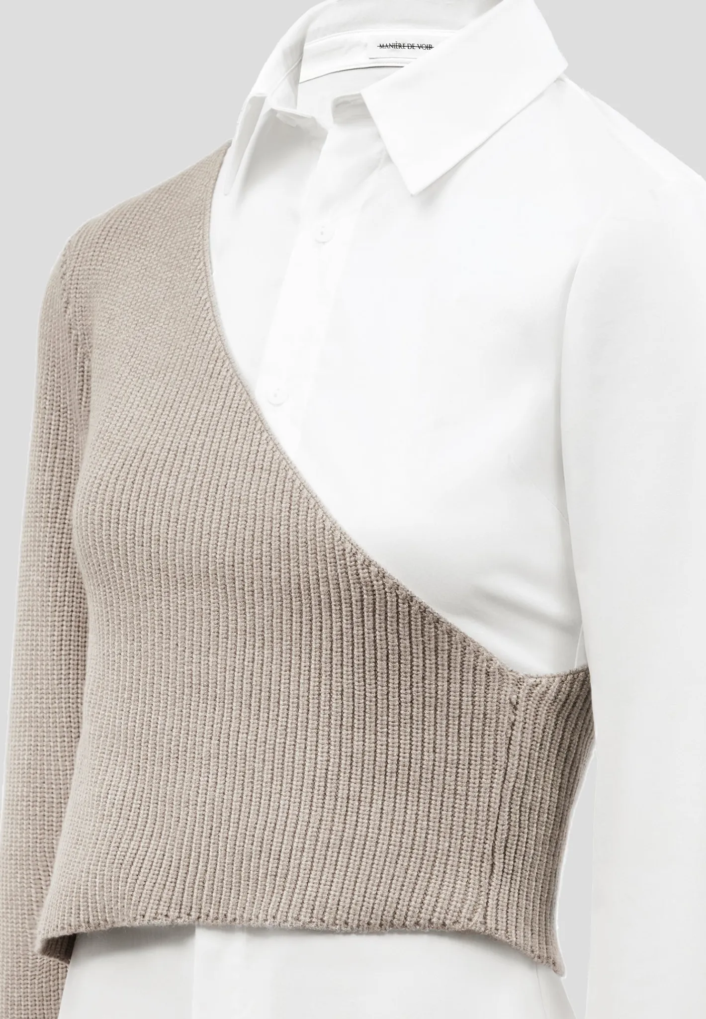 Asymmetric Knitted Overlay Shirt -^Manière De Voir Sale