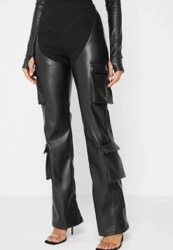 Bandage and Vegan Leather Racer Neck Cargo Pocket Jumpsuit -^Manière De Voir Outlet