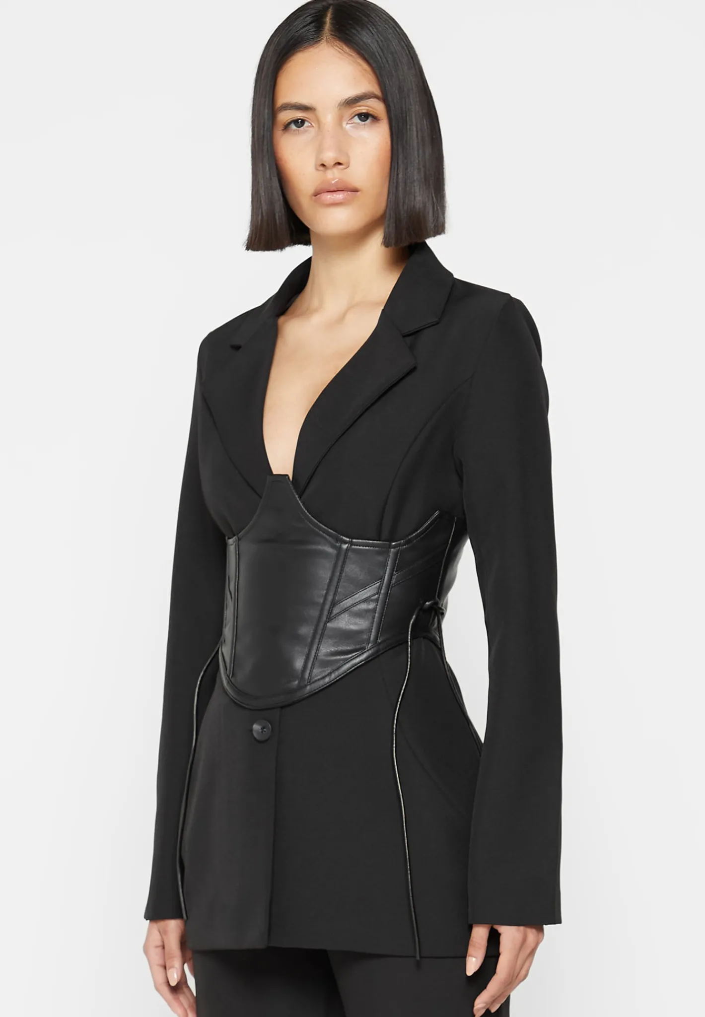 Blazer with Vegan Leather Corset -^Manière De Voir Outlet