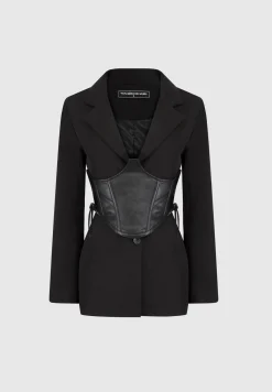 Blazer with Vegan Leather Corset -^Manière De Voir Outlet