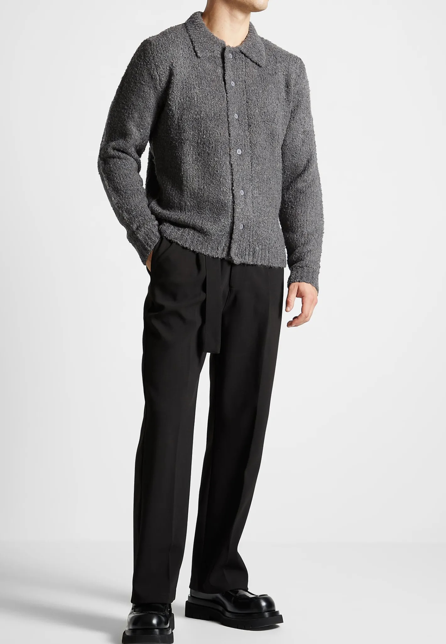 Boucle Knit Button Up Cardigan -^Manière De Voir Sale