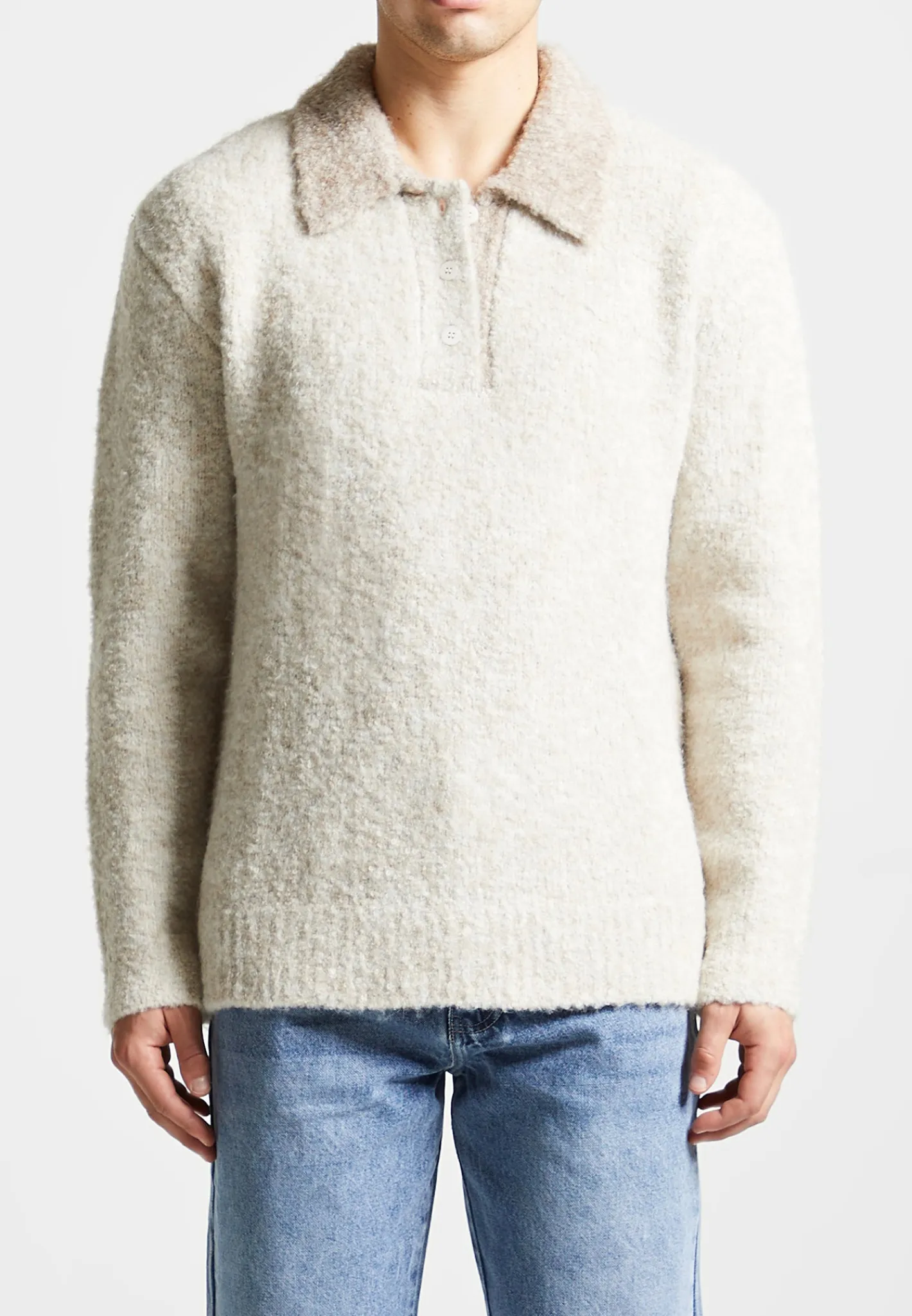 Boucle Knit Contrast Polo Jumper - Cream^Manière De Voir Clearance
