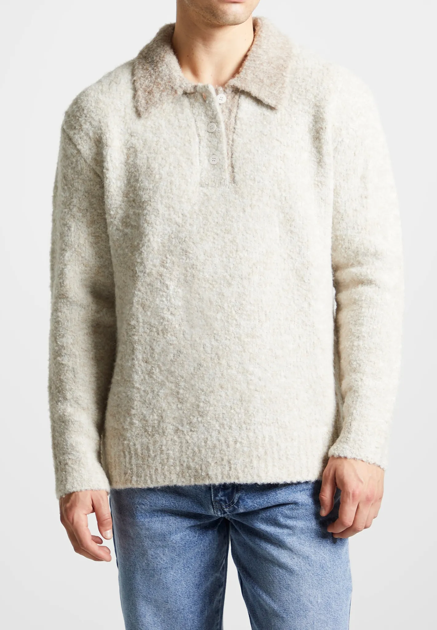 Boucle Knit Contrast Polo Jumper - Cream^Manière De Voir Clearance