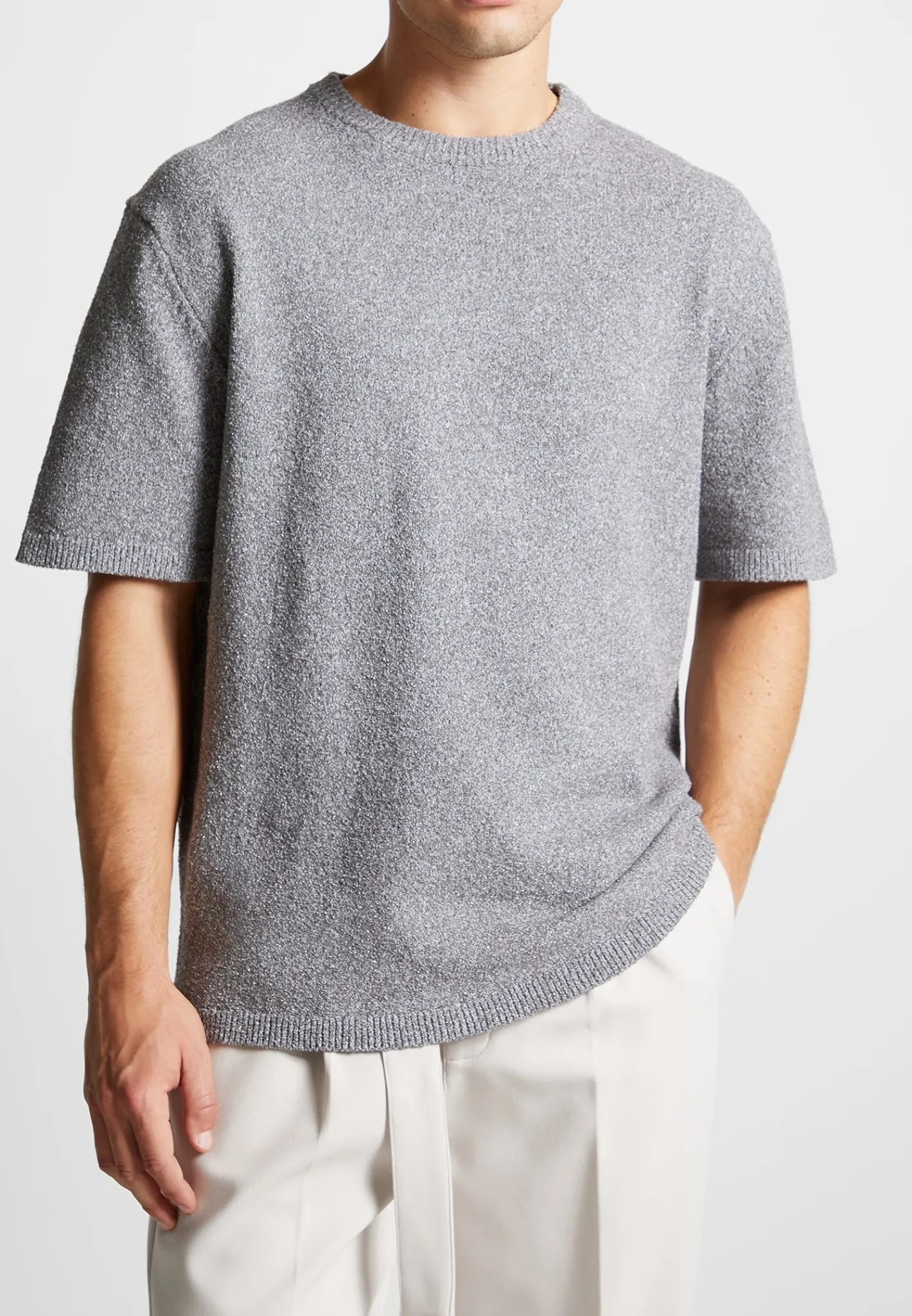 Boucle Knit Oversized Fit T-Shirt - Grey Marl^Manière De Voir Hot