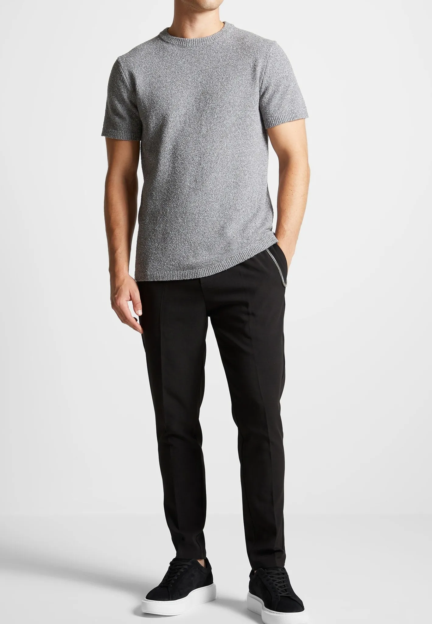 Boucle Knit Regular Fit T-Shirt - Grey Marl^Manière De Voir Online