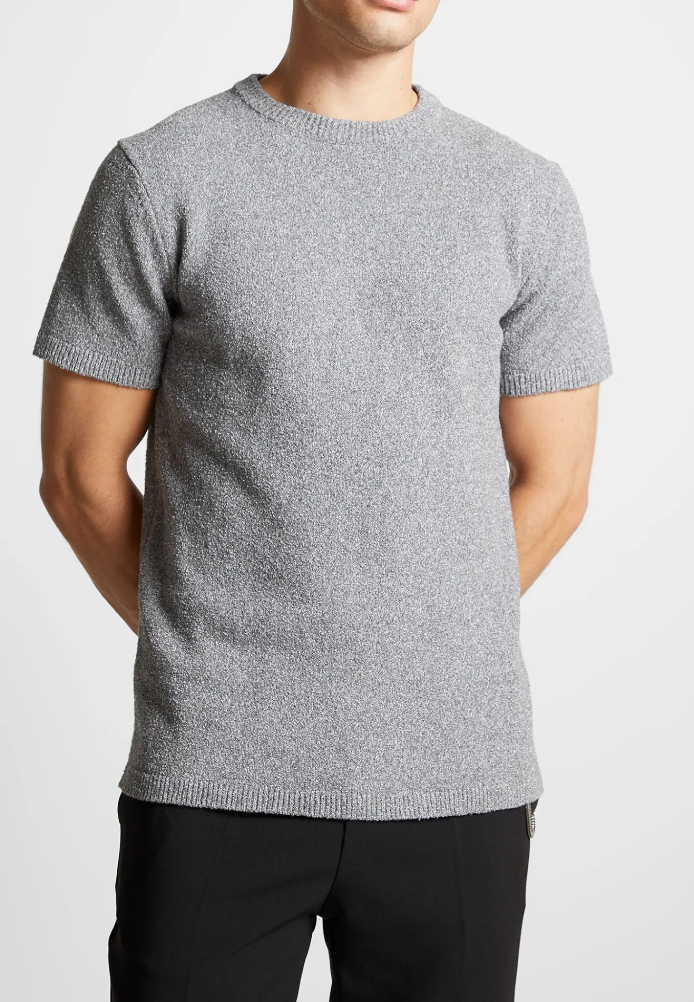 Boucle Knit Regular Fit T-Shirt - Grey Marl^Manière De Voir Online