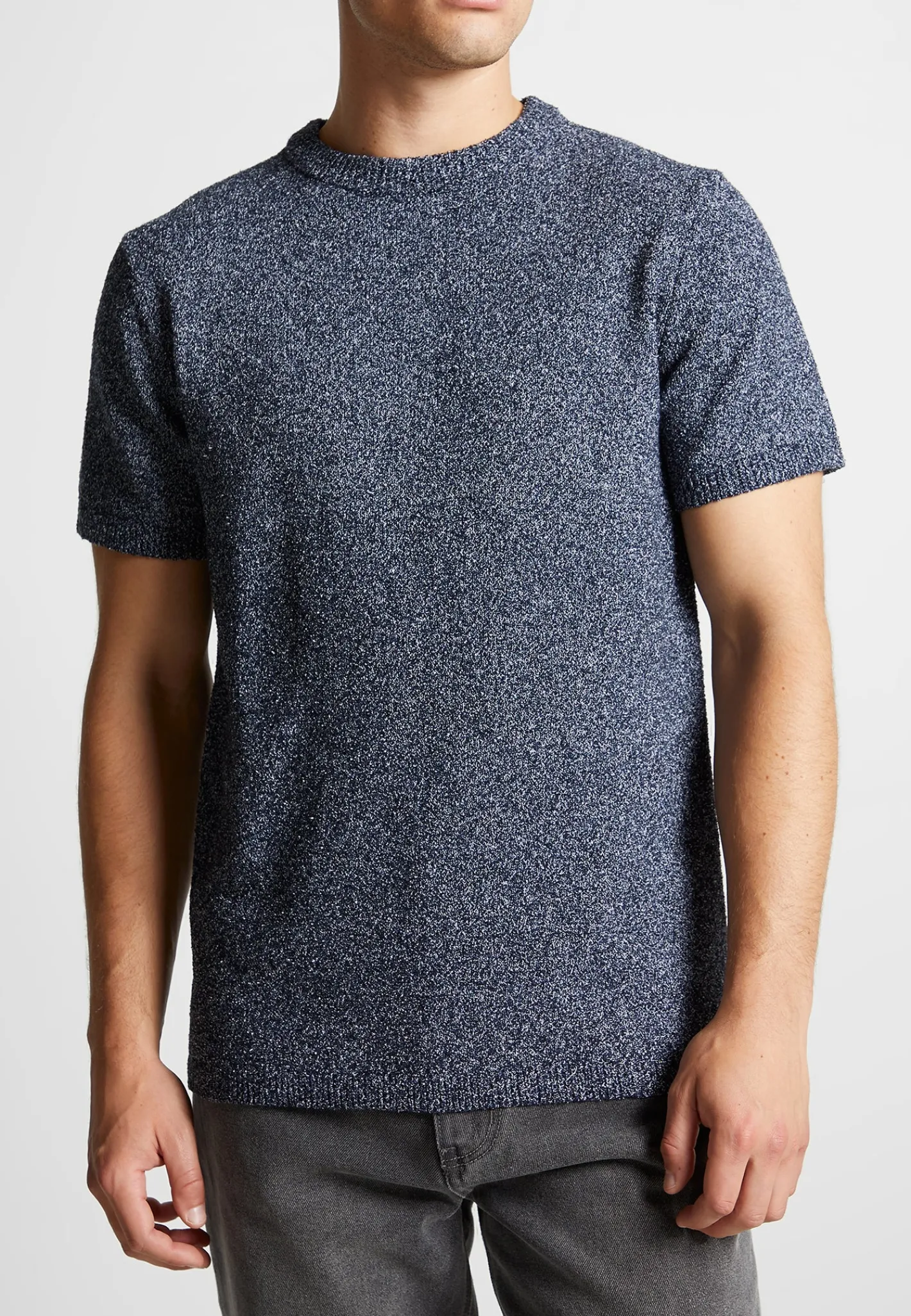 Boucle Knit Regular Fit T-Shirt - Navy Marl^Manière De Voir Hot