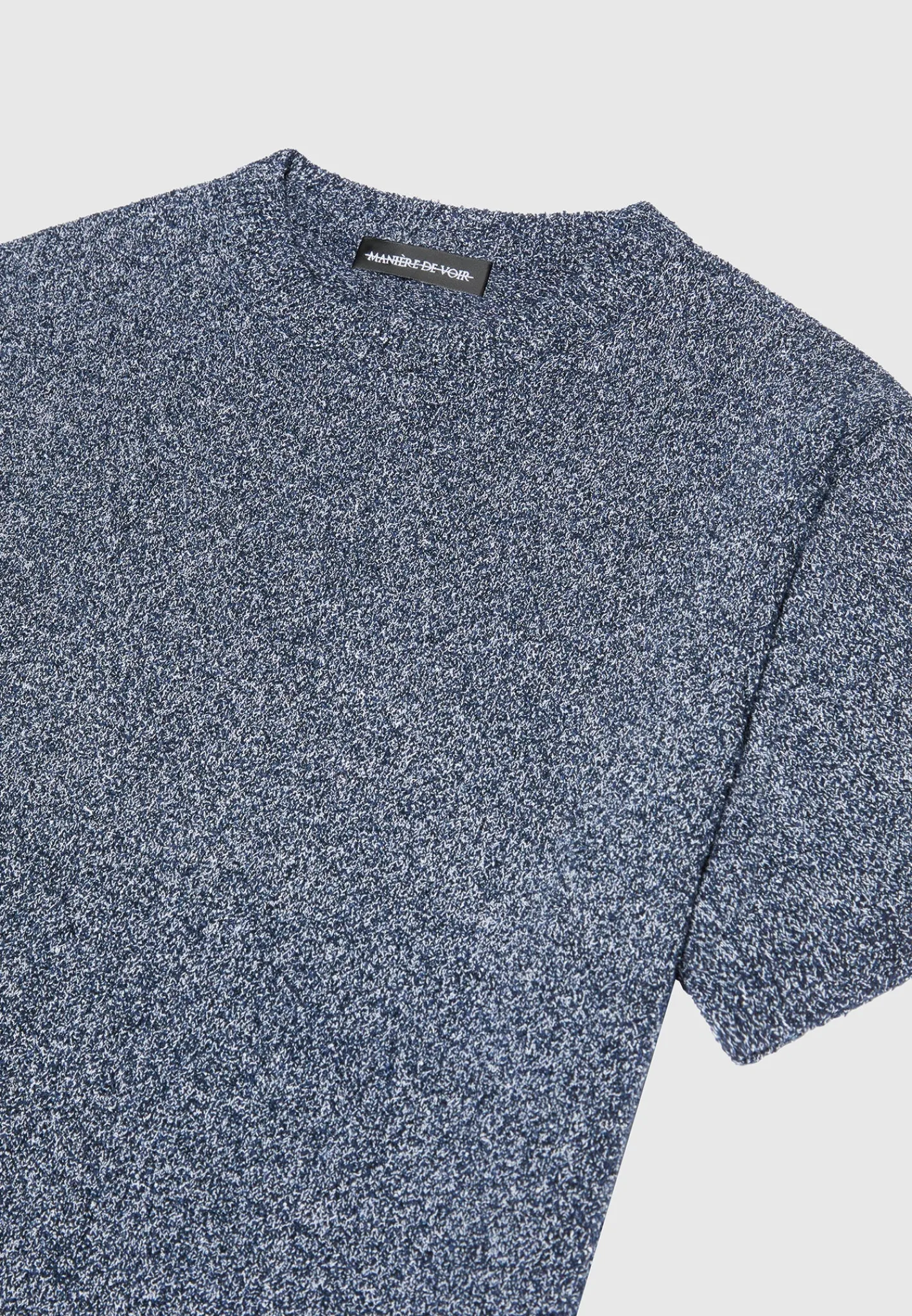 Boucle Knit Regular Fit T-Shirt - Navy Marl^Manière De Voir Hot