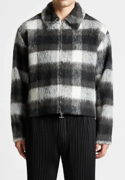 Boxy Check Jacket With Borg Collar -^Manière De Voir Discount