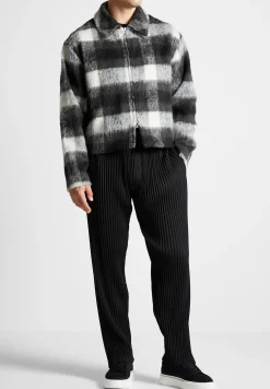 Boxy Check Jacket With Borg Collar -^Manière De Voir Discount