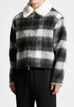 Boxy Check Jacket With Borg Collar -^Manière De Voir Discount