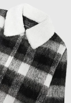 Boxy Check Jacket With Borg Collar -^Manière De Voir Discount