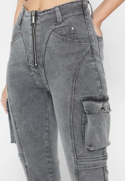 Cargo Pocket Skinny Jeans - Washed Grey^Manière De Voir Fashion