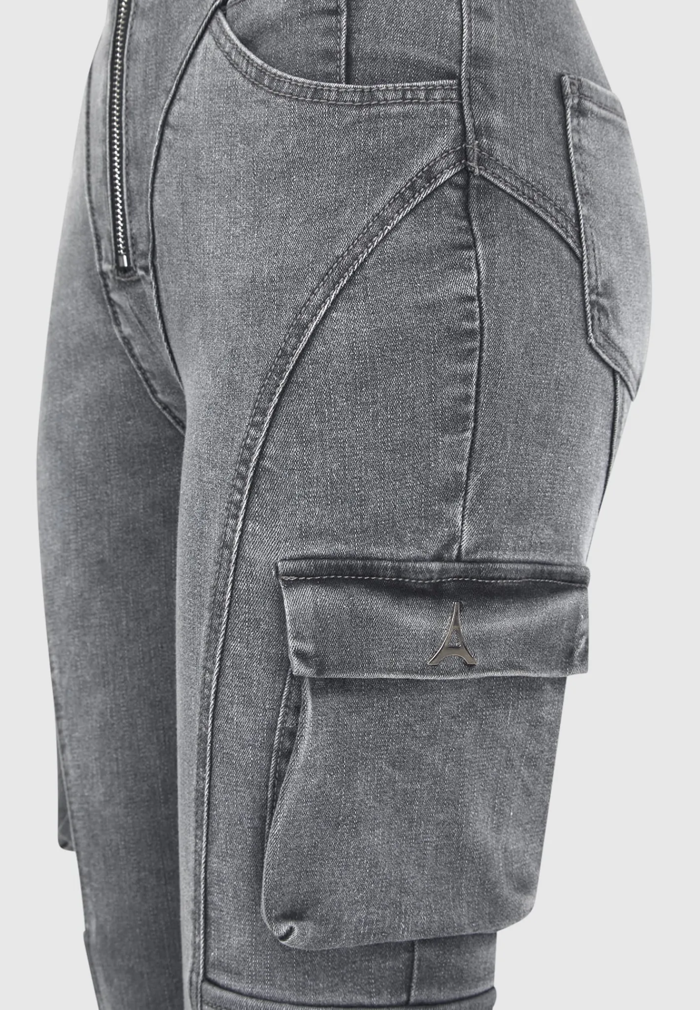 Cargo Pocket Skinny Jeans - Washed Grey^Manière De Voir Fashion