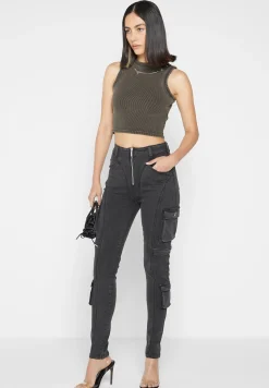 Cargo Pocket Skinny Jeans - Washed Black^Manière De Voir Online