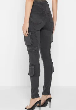 Cargo Pocket Skinny Jeans - Washed Black^Manière De Voir Online