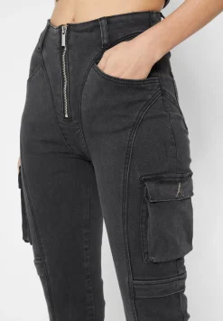 Cargo Pocket Skinny Jeans - Washed Black^Manière De Voir Online