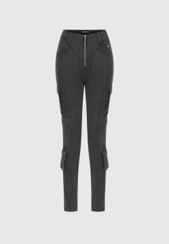 Cargo Pocket Skinny Jeans - Washed Black^Manière De Voir Online