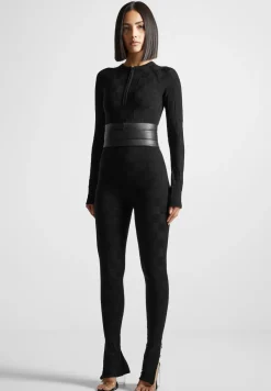Chequerboard Knit Jumpsuit with Belt -^Manière De Voir Hot