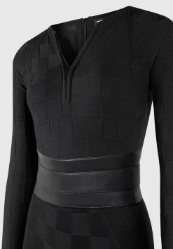 Chequerboard Knit Jumpsuit with Belt -^Manière De Voir Hot