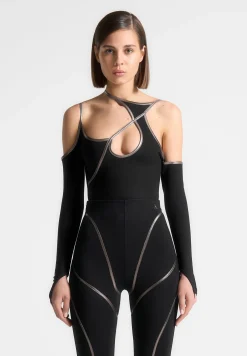 Chrome Piped Contour Bodysuit -^Manière De Voir Discount