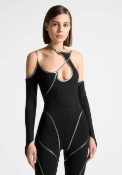 Chrome Piped Contour Bodysuit -^Manière De Voir Discount