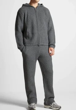 Chunky Knit Straight Leg Joggers - Charcoal Grey^Manière De Voir Outlet