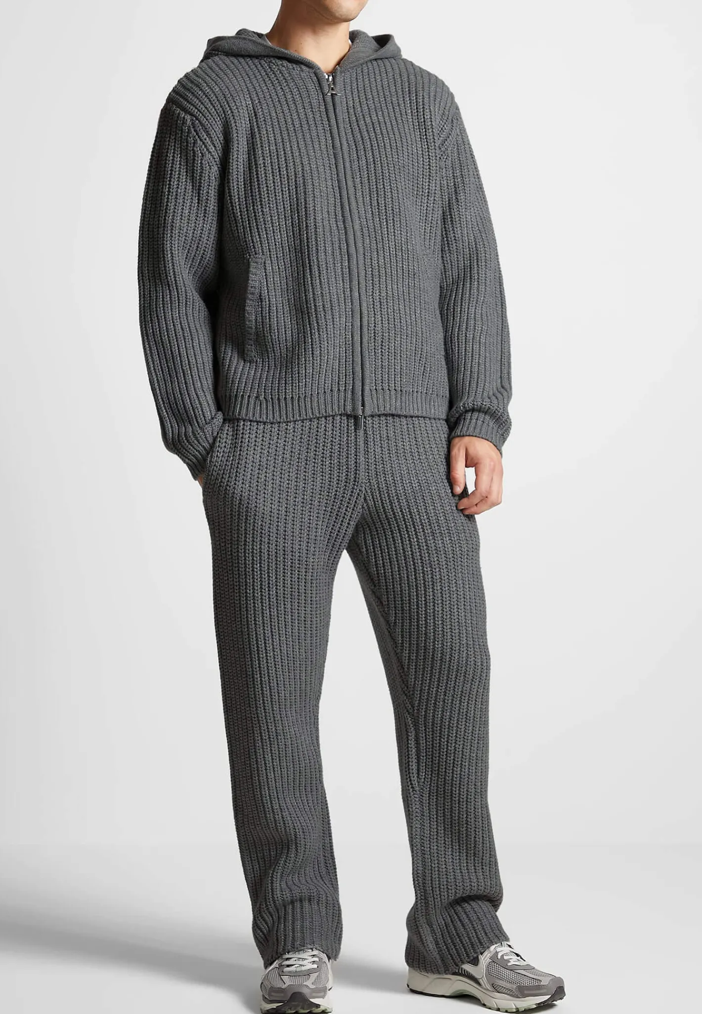 Chunky Knit Straight Leg Joggers - Charcoal Grey^Manière De Voir Outlet
