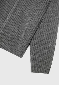Chunky Knit Zip Through Hoodie - Charcoal Grey^Manière De Voir Fashion