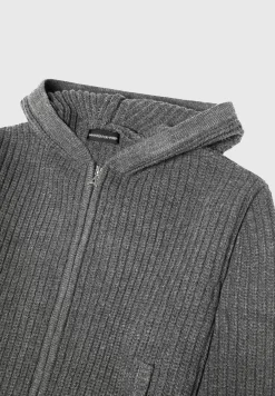 Chunky Knit Zip Through Hoodie - Charcoal Grey^Manière De Voir Fashion