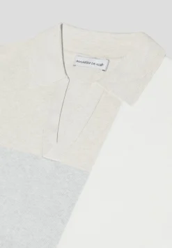 Colour Block Knit Revere Polo Top - /Grey^Manière De Voir Online