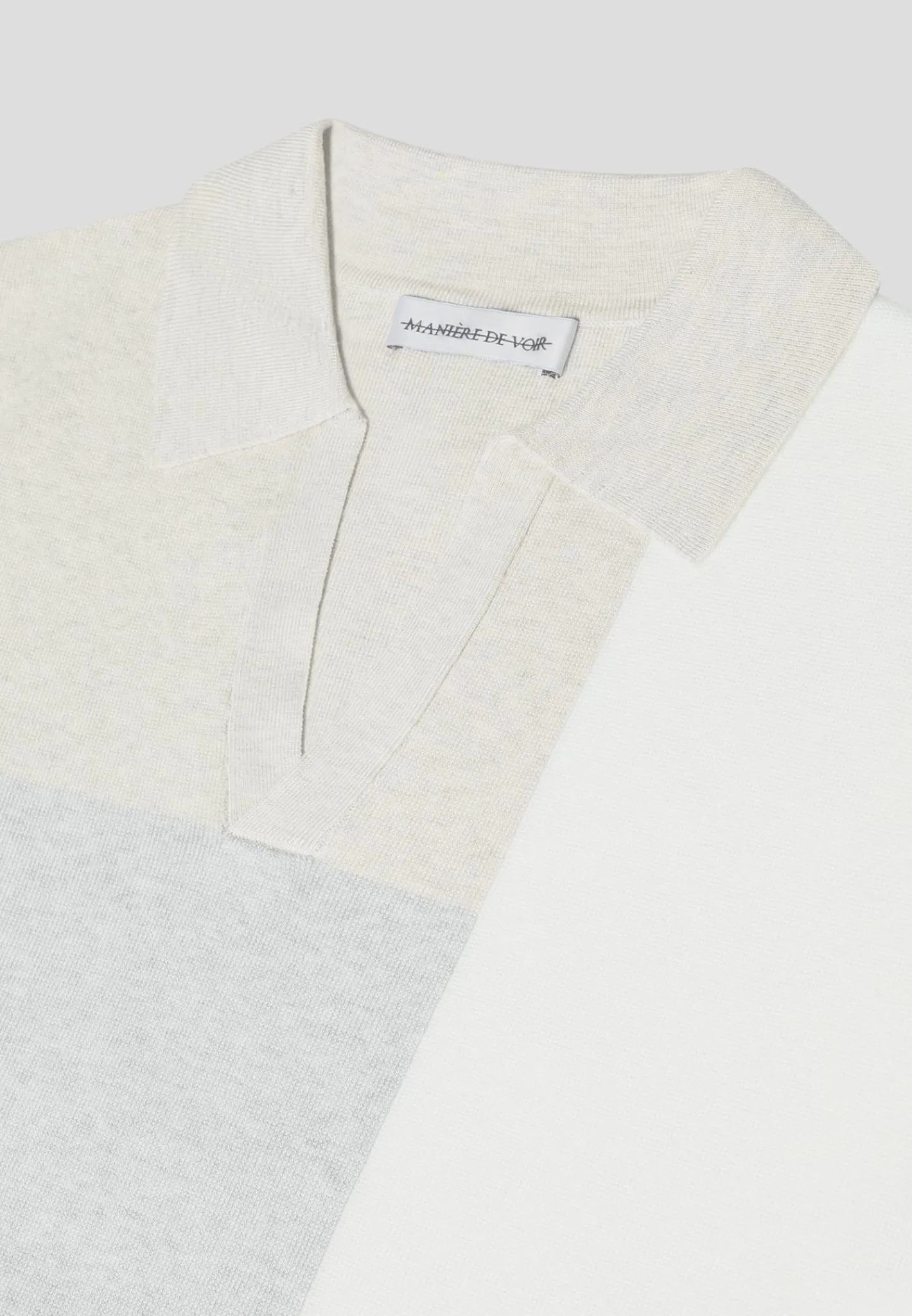Colour Block Knit Revere Polo Top - /Grey^Manière De Voir Online