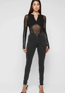 Contour Seam Detail Skinny Jeans - Washed Black^Manière De Voir Best