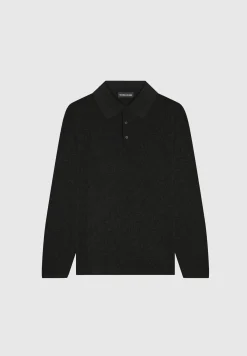 Cotton Blend Waffle Knit Long Sleeve Polo Top -^Manière De Voir Outlet