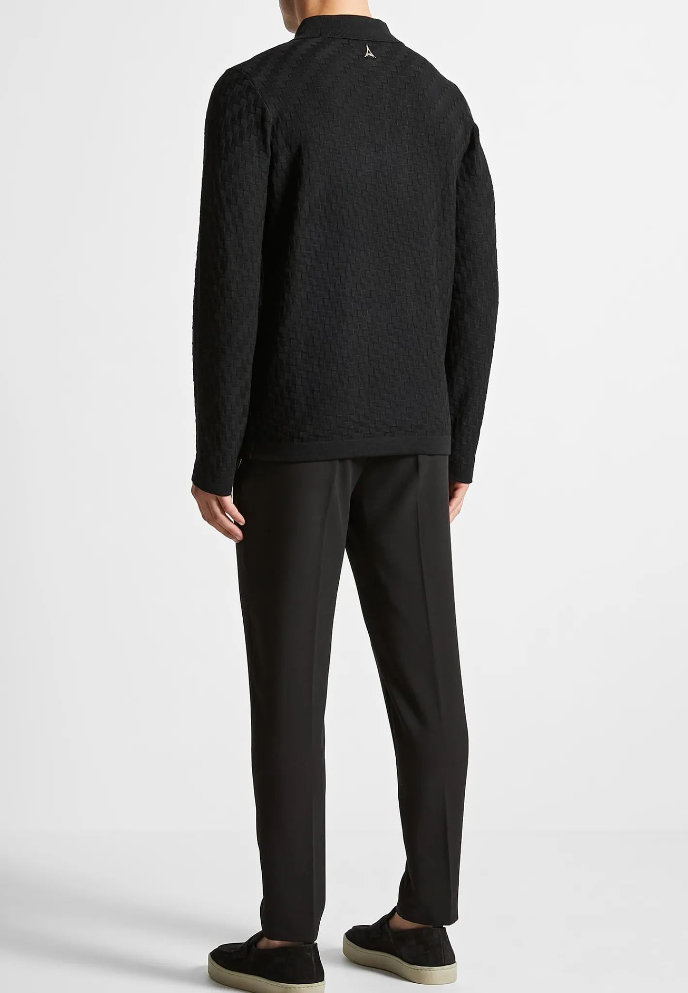 Cotton Blend Waffle Knit Long Sleeve Polo Top -^Manière De Voir Outlet