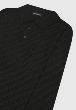 Cotton Blend Waffle Knit Long Sleeve Polo Top -^Manière De Voir Outlet