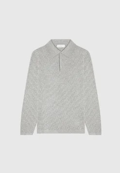 Cotton Blend Waffle Knit Long Sleeve Polo Top -^Manière De Voir Hot